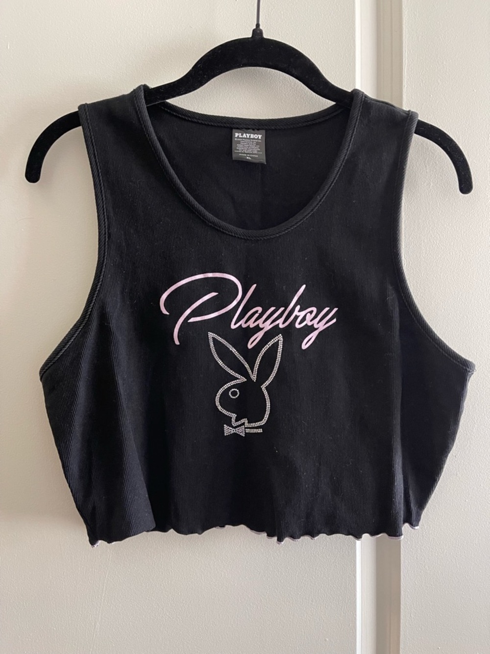 Playboy rhinestone crop top